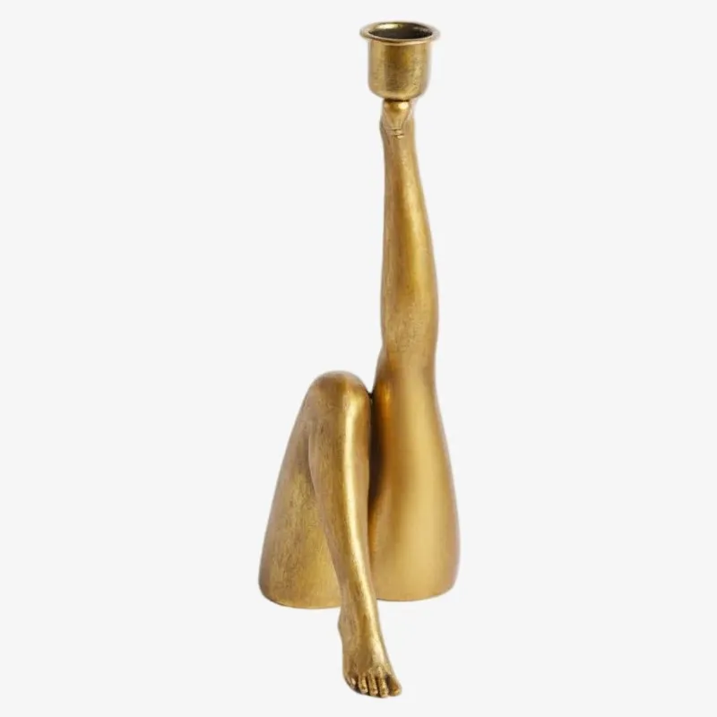 Kickra Sculptural Leg Base Candle Holder - Modern Artistic Design Table Or Living Room Decor KL2204