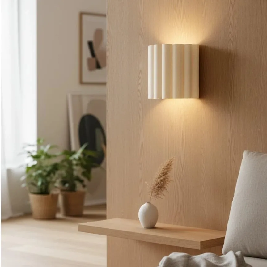 Velura Linen Fold Wall Sconce - Fabric Soft Pleated Design Ambient Lighting for Bedroom or Hallway KL1745