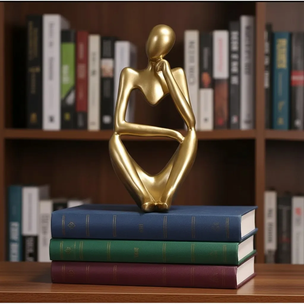 Floxo Abstract Human Figurine And Lazy Dog Sculpture - Nordic Minimalist Metal Decor Shelf And Desk Styling KL2346