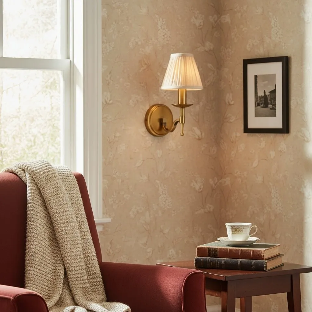 Tela Traditional Brass Wall Sconce - Classic Curved Arm Sconce for Hallway KL1787