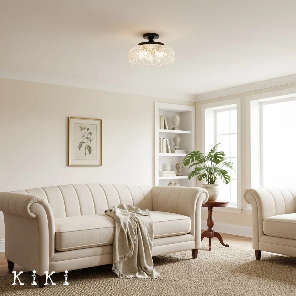 Zenarivo Vintage Floral Glass Ceiling Light -  Rustic Glass Lighting for Living Room KL2234