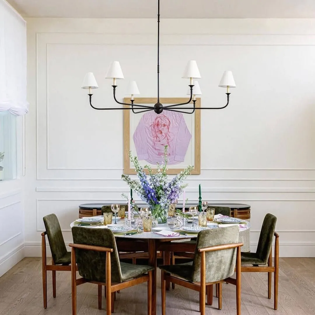 Modern Industrial Metal Chandelier – Luxury Linen Shade Design for Dining or Living Room KL1218