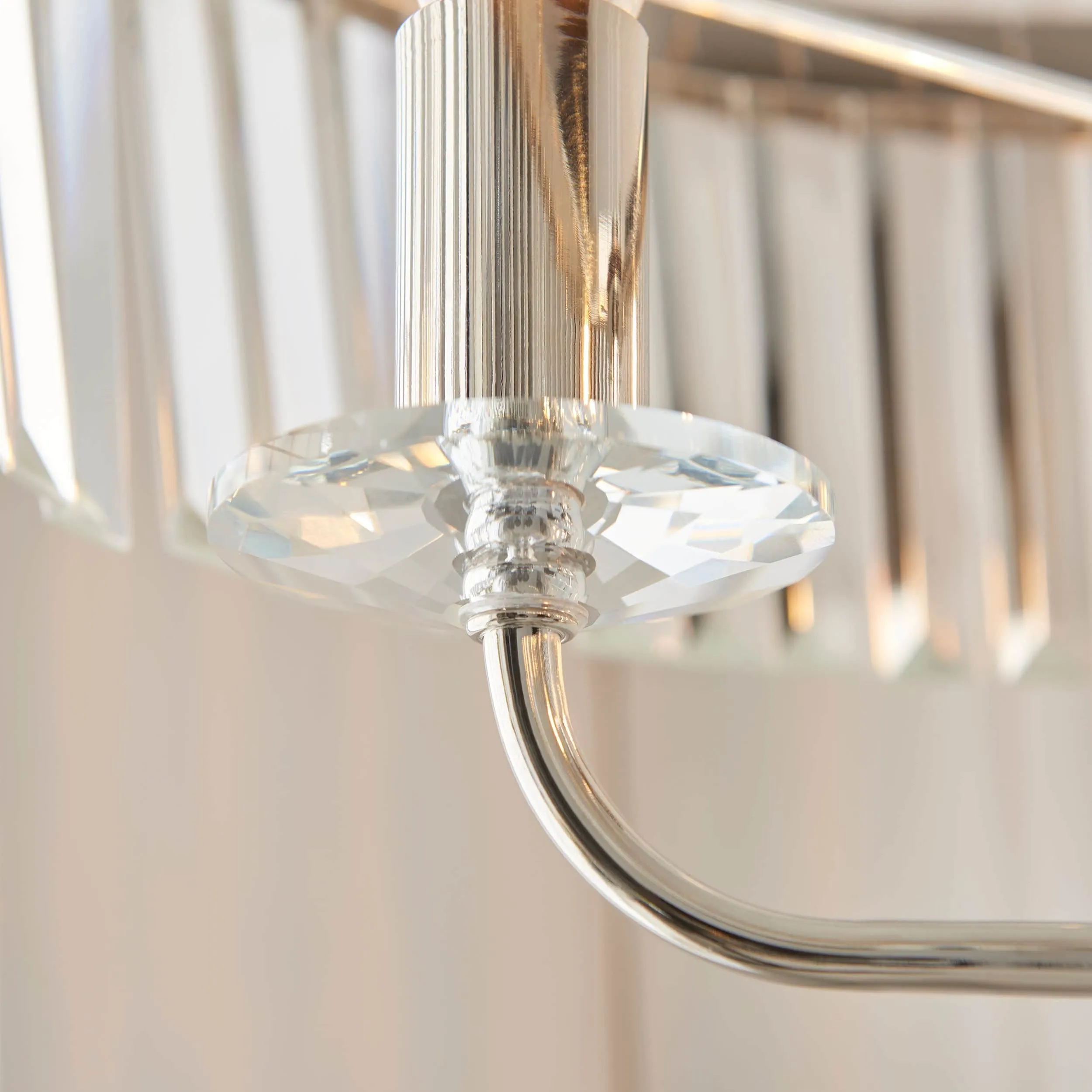 Beveline 3 Light Round Floor Lamp - Faceted Cut Glass Shades Classic Metal Finish For Living Rooms KL1828