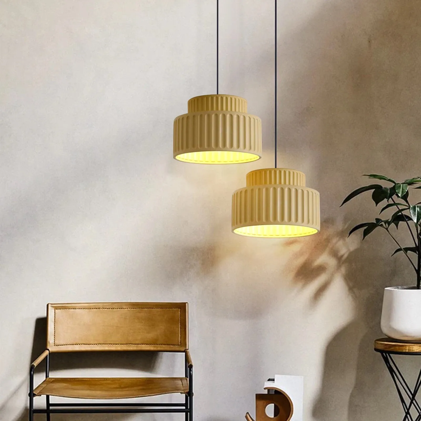 Nordic Cream Style Resin Bowl Pendant Light KL160