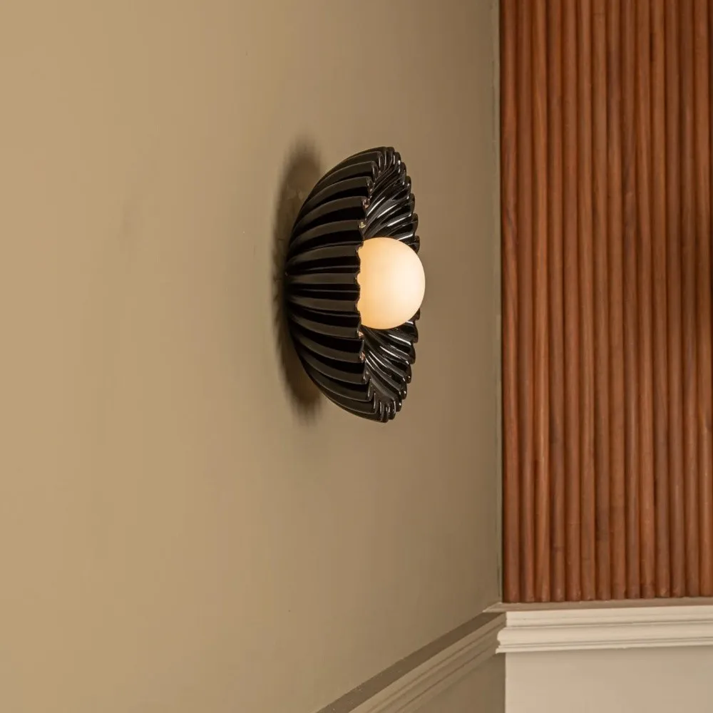 Sculptural Ceramic Wall Sconce – Opal Globe Sconce with Ceramic Finish KL246