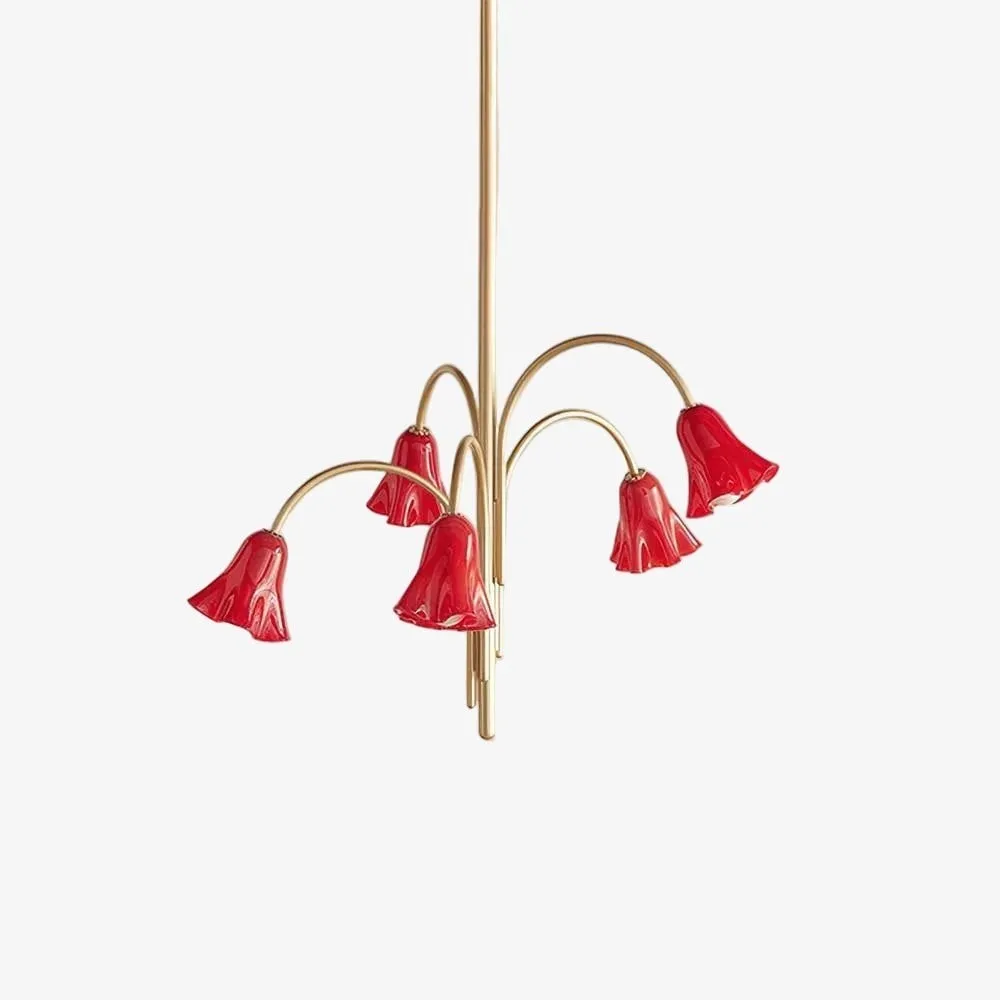 Bellina Modern Romantic Chandelier - Botanical Lily Design with Glass Flowers KL1449