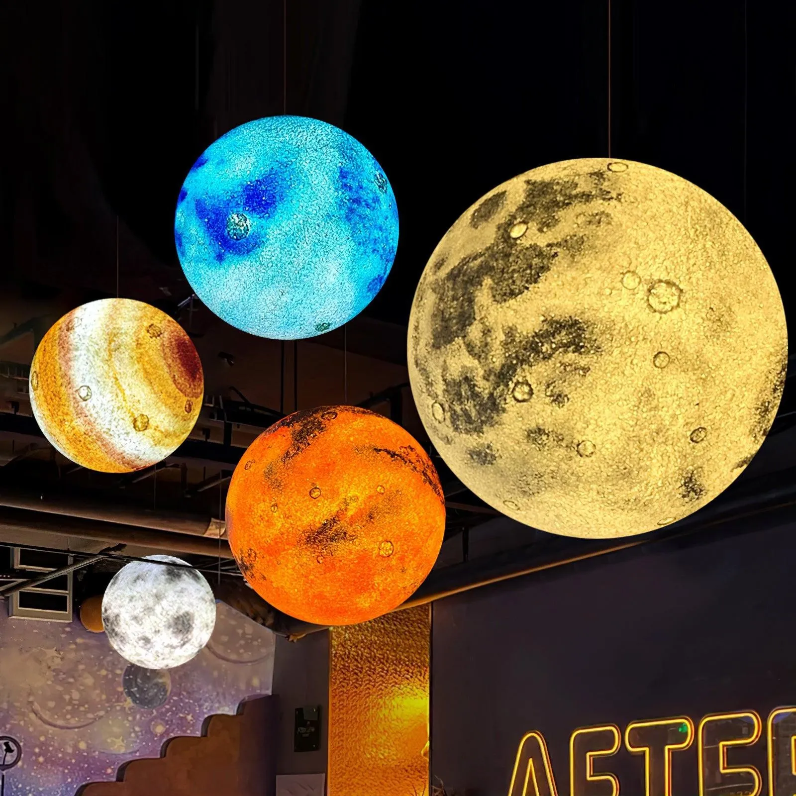 Planetary White Moon Chandelier Suitable For Living Room KL202