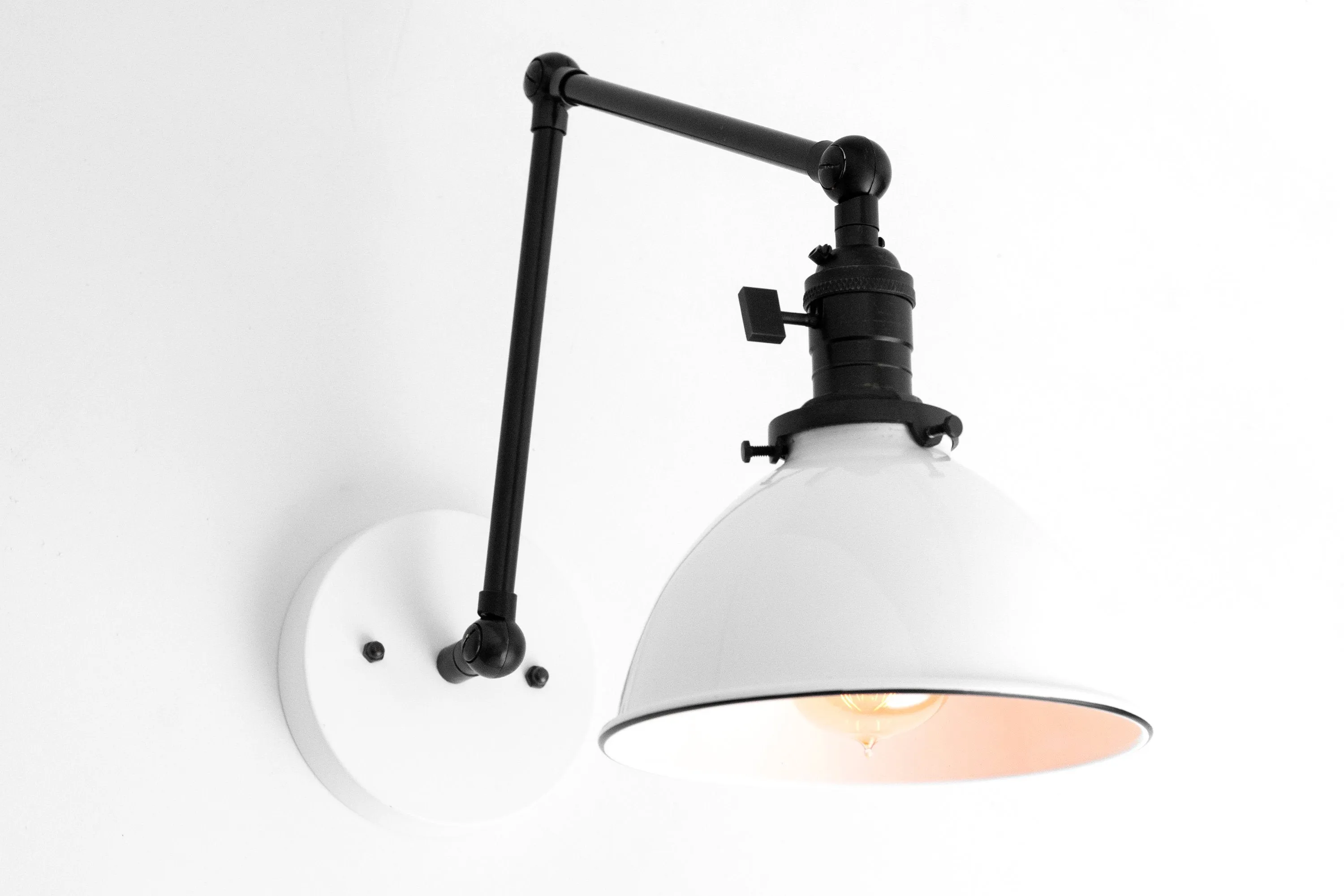 Conique Metal Vintage Industrial Swing Arm Wall Lamp - Adjustable Dome Shade for Study KL1440