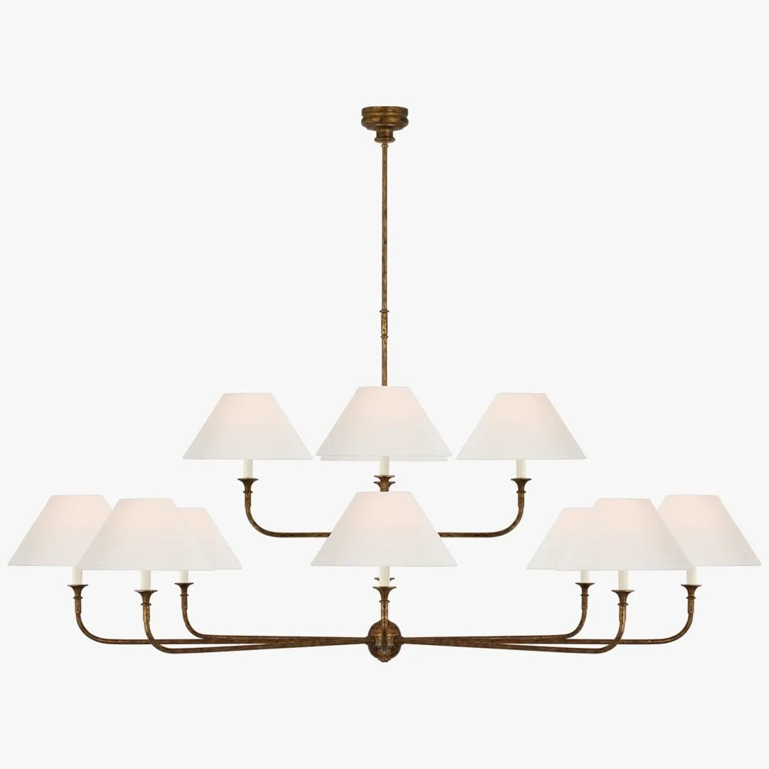 Modern Industrial Metal Chandelier – Luxury Linen Shade Design for Dining or Living Room KL1218