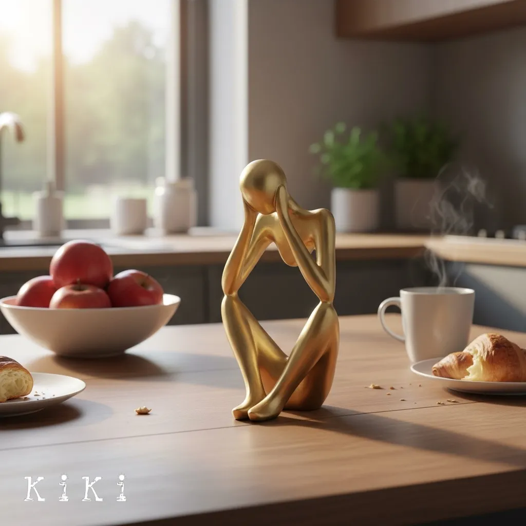 Floxo Abstract Human Figurine And Lazy Dog Sculpture - Nordic Minimalist Metal Decor Shelf And Desk Styling KL2346