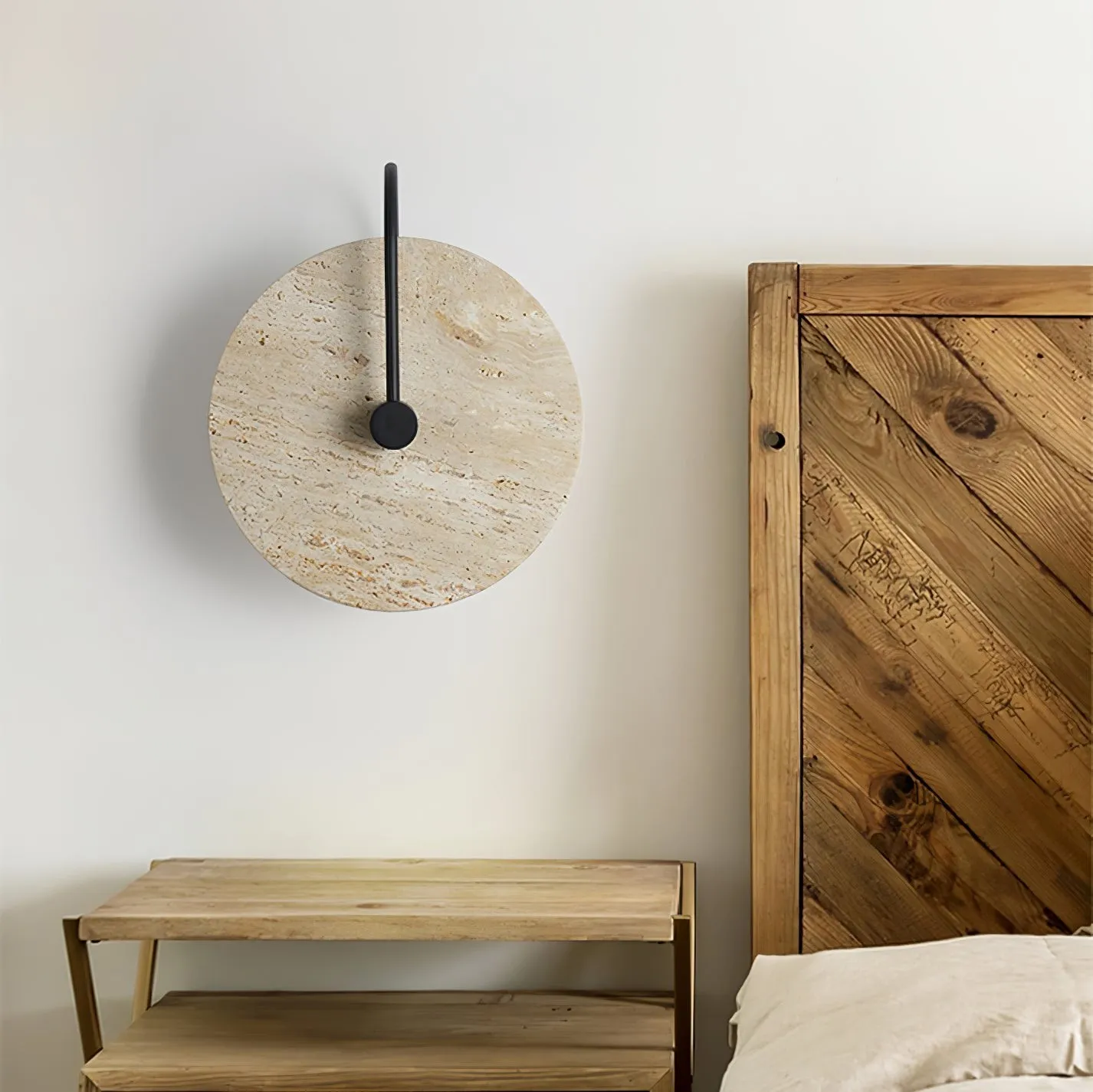 Simple Clock-Shaped Travertine Wall Lamp KL639