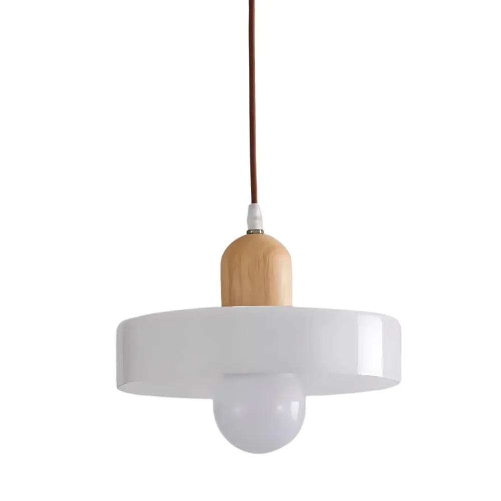 Modern Nordic Disc Orb Glass Wood Pendant Light KL884