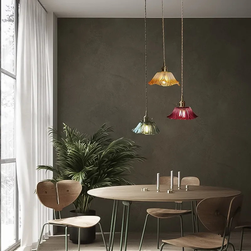 Retro Lotus Creative Glass Pendant Lamp