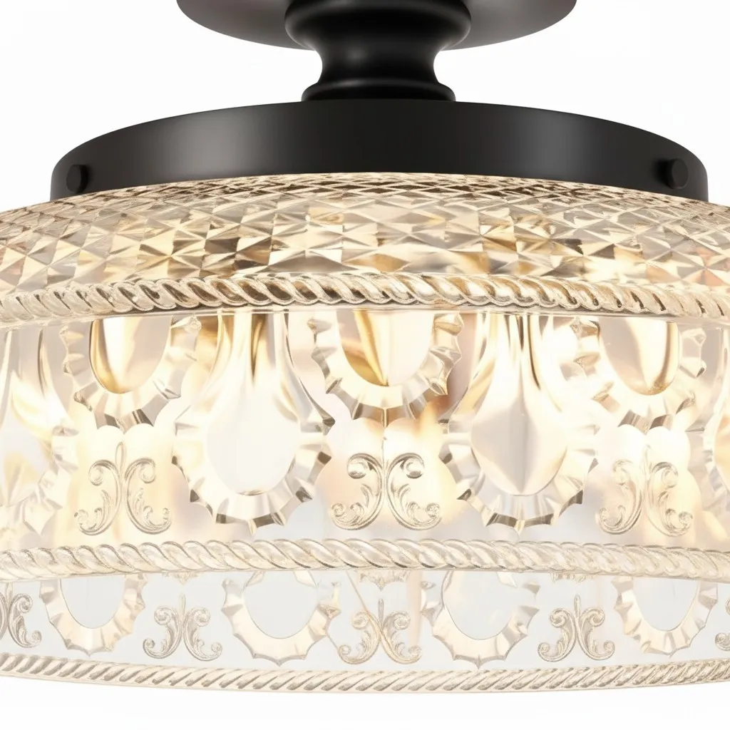 Zenarivo Vintage Floral Glass Ceiling Light -  Rustic Glass Lighting for Living Room KL2234