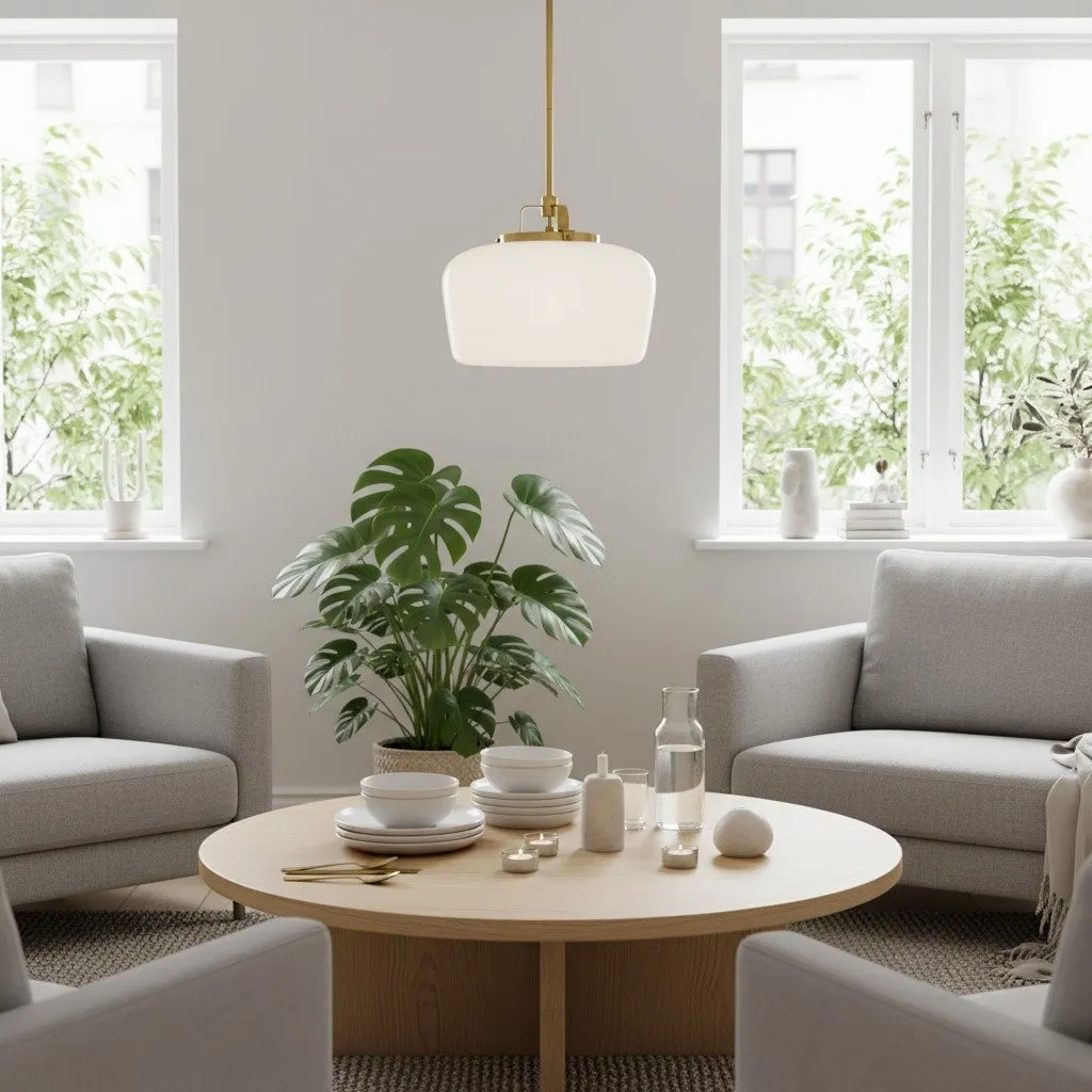 Lirra Minimalist Globe Pendant Light - Opal Glass Finish Lamp for Dining Area or Kitchen KL1714