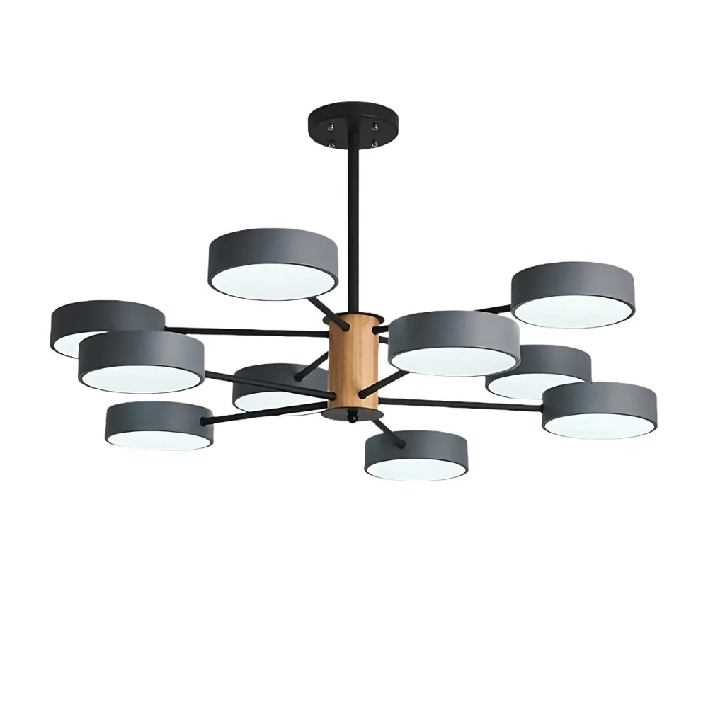 Scandinavian Branched Round Wood Chandelier KL886