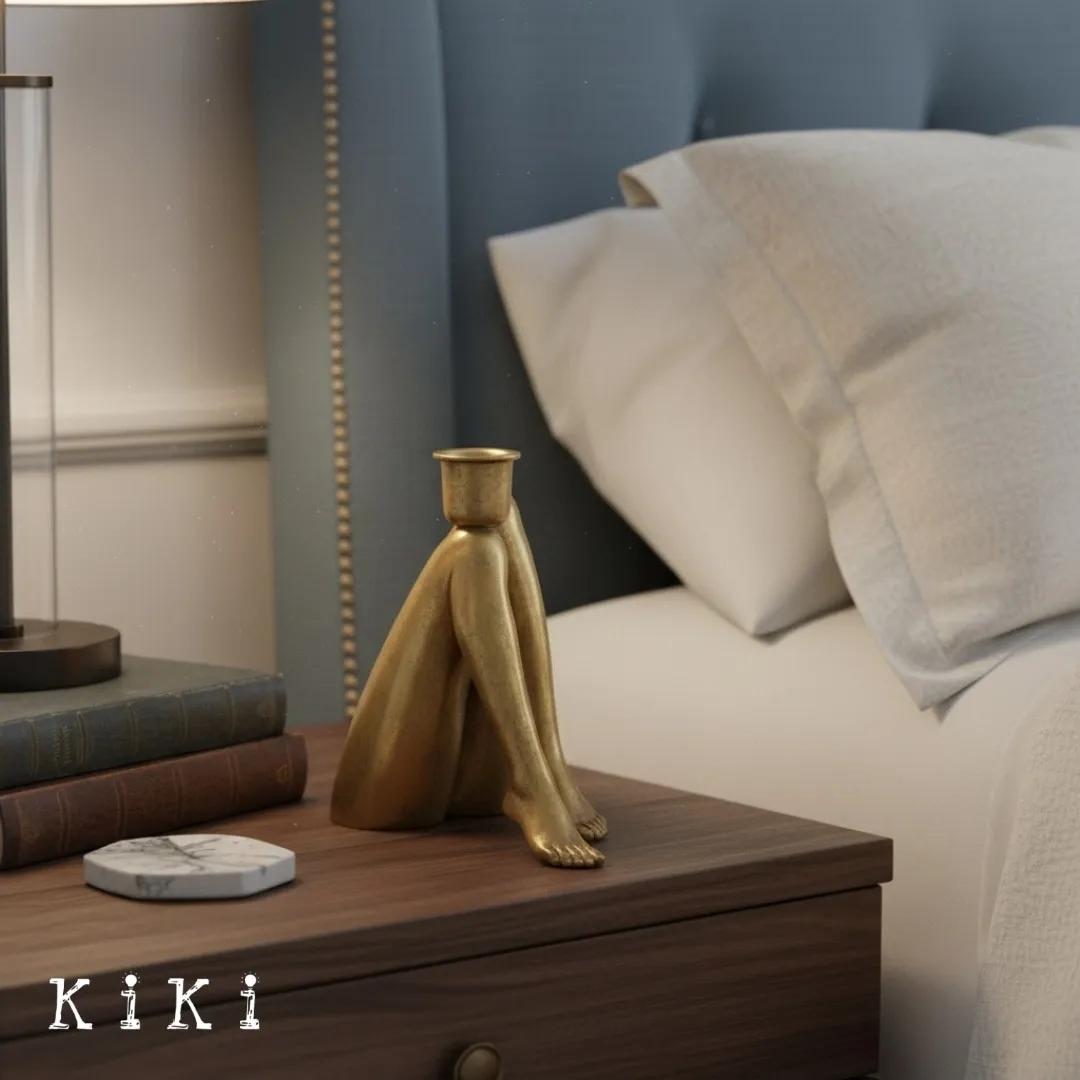 Kickra Sculptural Leg Base Candle Holder - Modern Artistic Design Table Or Living Room Decor KL2204