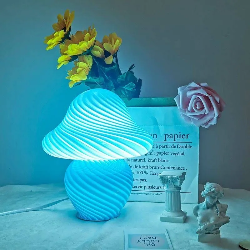 Modern Stained Glass Mushroom Night Light KL33