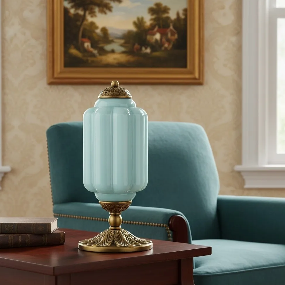 Eloise Vintage Glass Pumpkin Table Lamp - Decorative Accent Lighting for Living Spaces KL876