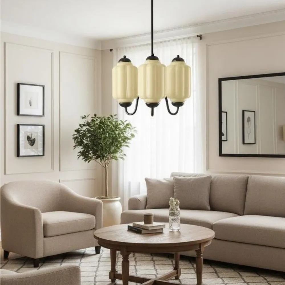 Vintage Eloise Glass 3 Lights Chandelier For Living Room KL928