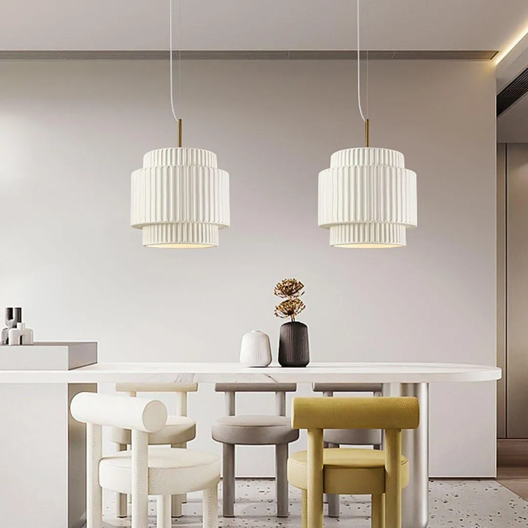 Cream Style Resin Drum Pendant Light KL170