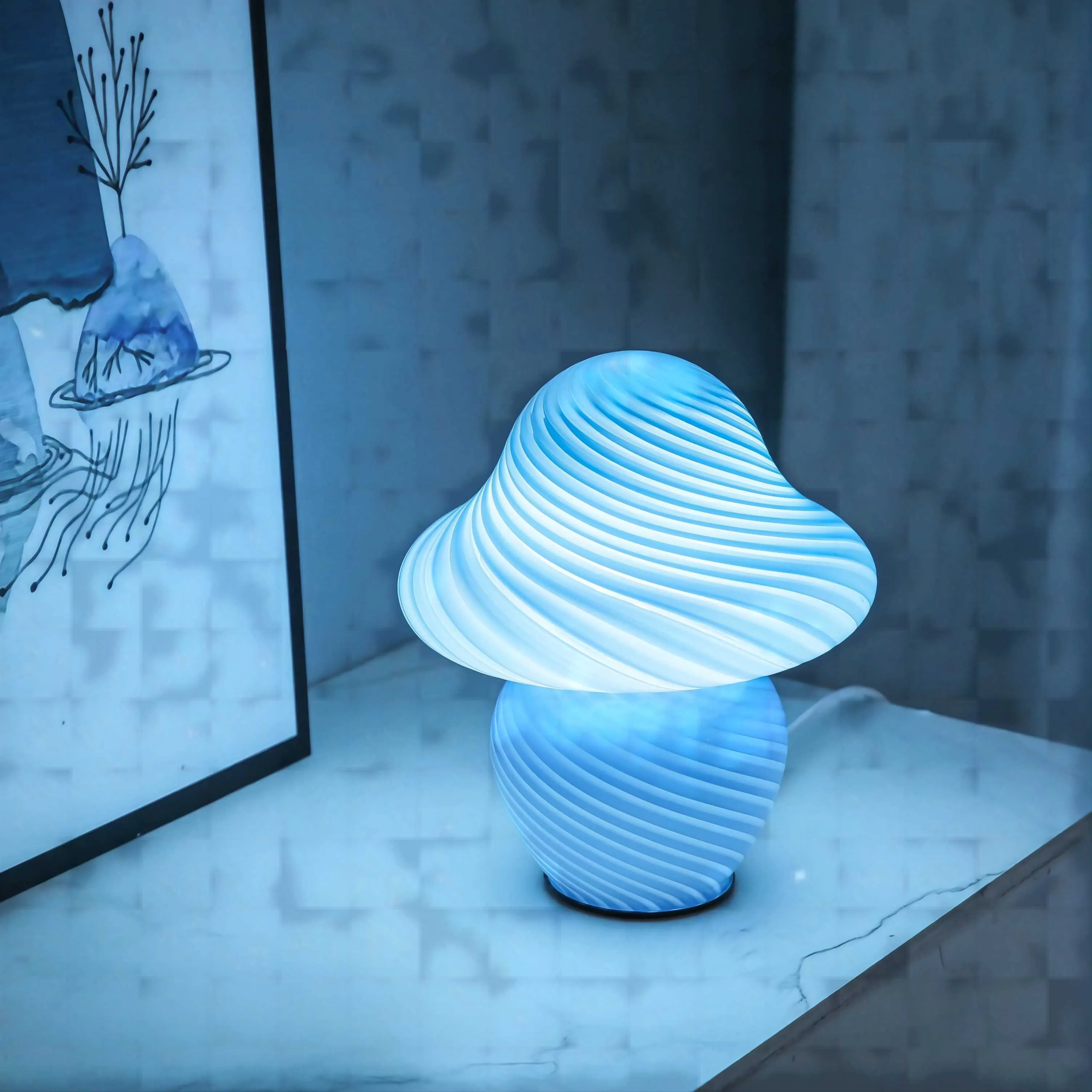 Modern Stained Glass Mushroom Night Light KL33