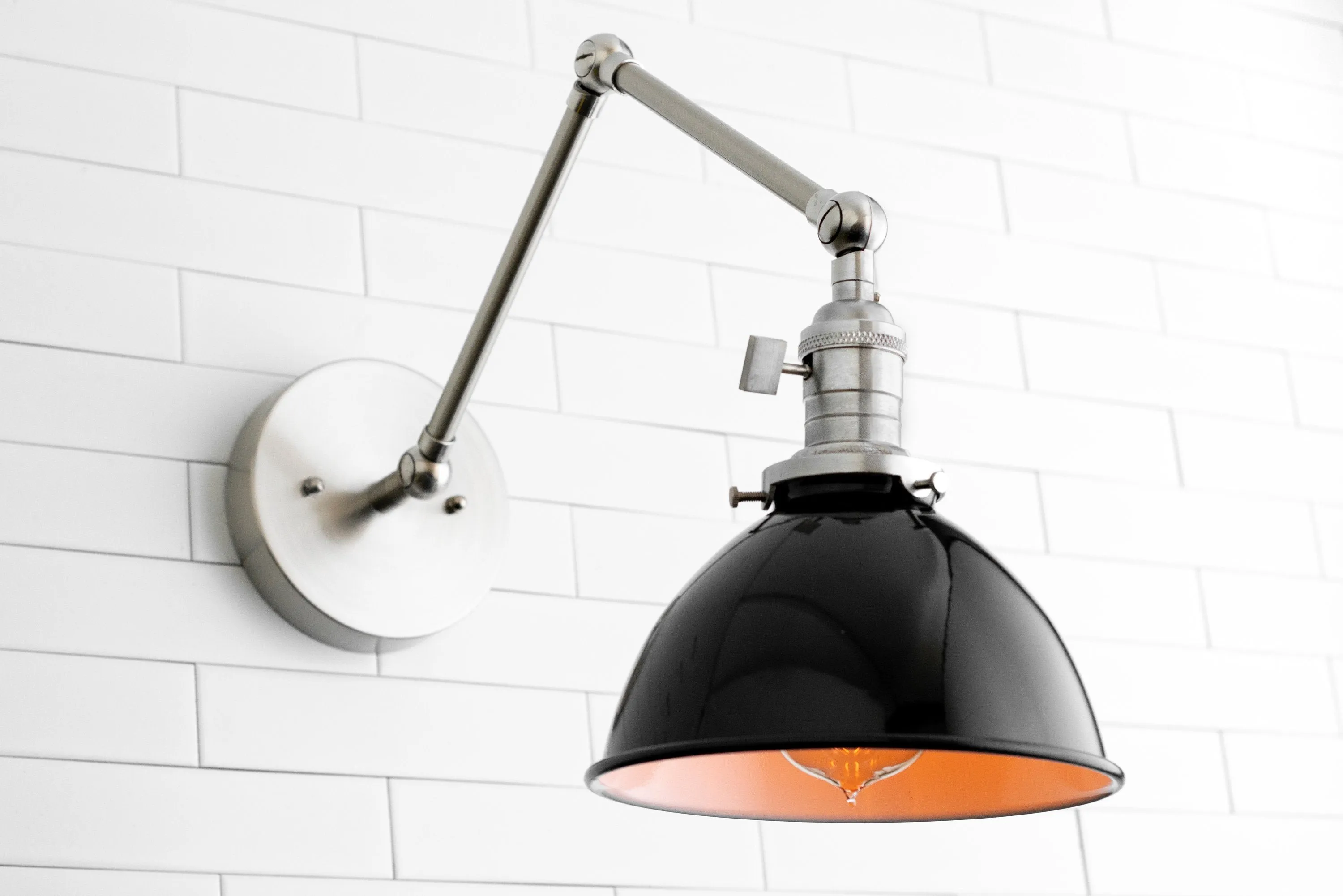 Conique Metal Vintage Industrial Swing Arm Wall Lamp - Adjustable Dome Shade for Study KL1440