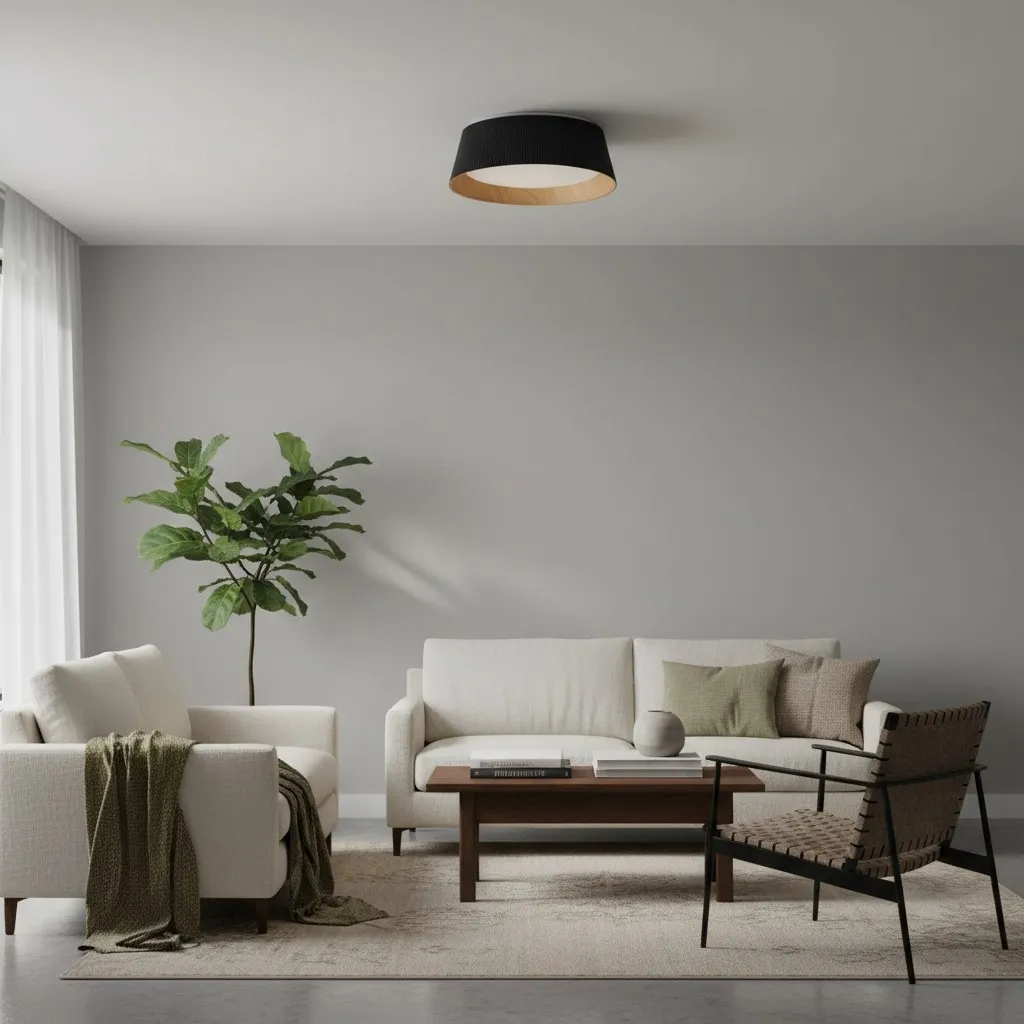 Ribravo Modern Ribbed Textured Shade Ceiling Lamp - Modern Minimalist Lamp for Living Room KL2309