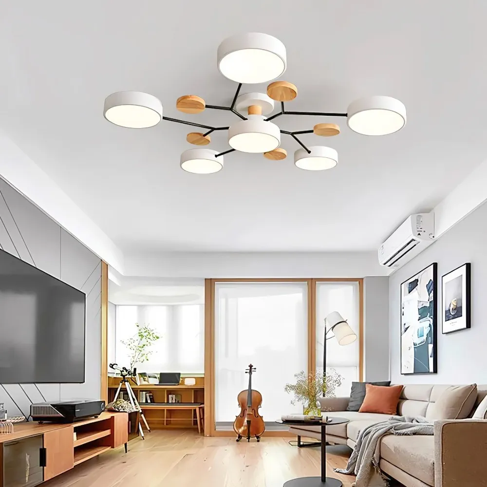 Coloful Branched Round Wooden Ceiling Light KL159
