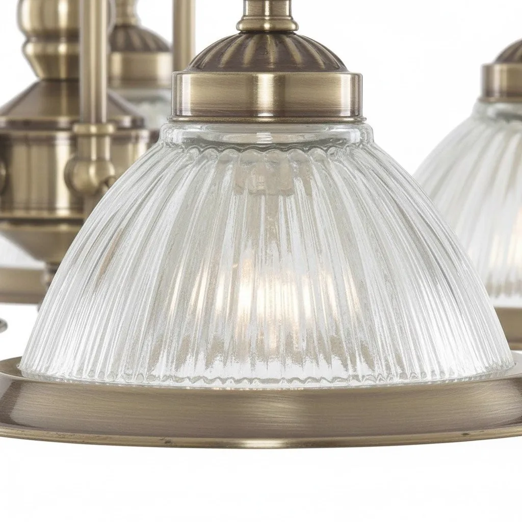TF Vintora Ribbed Glass Pendant Light - Elegant Metal Trim for Kitchens, Dining Areas and Hallways KL1978