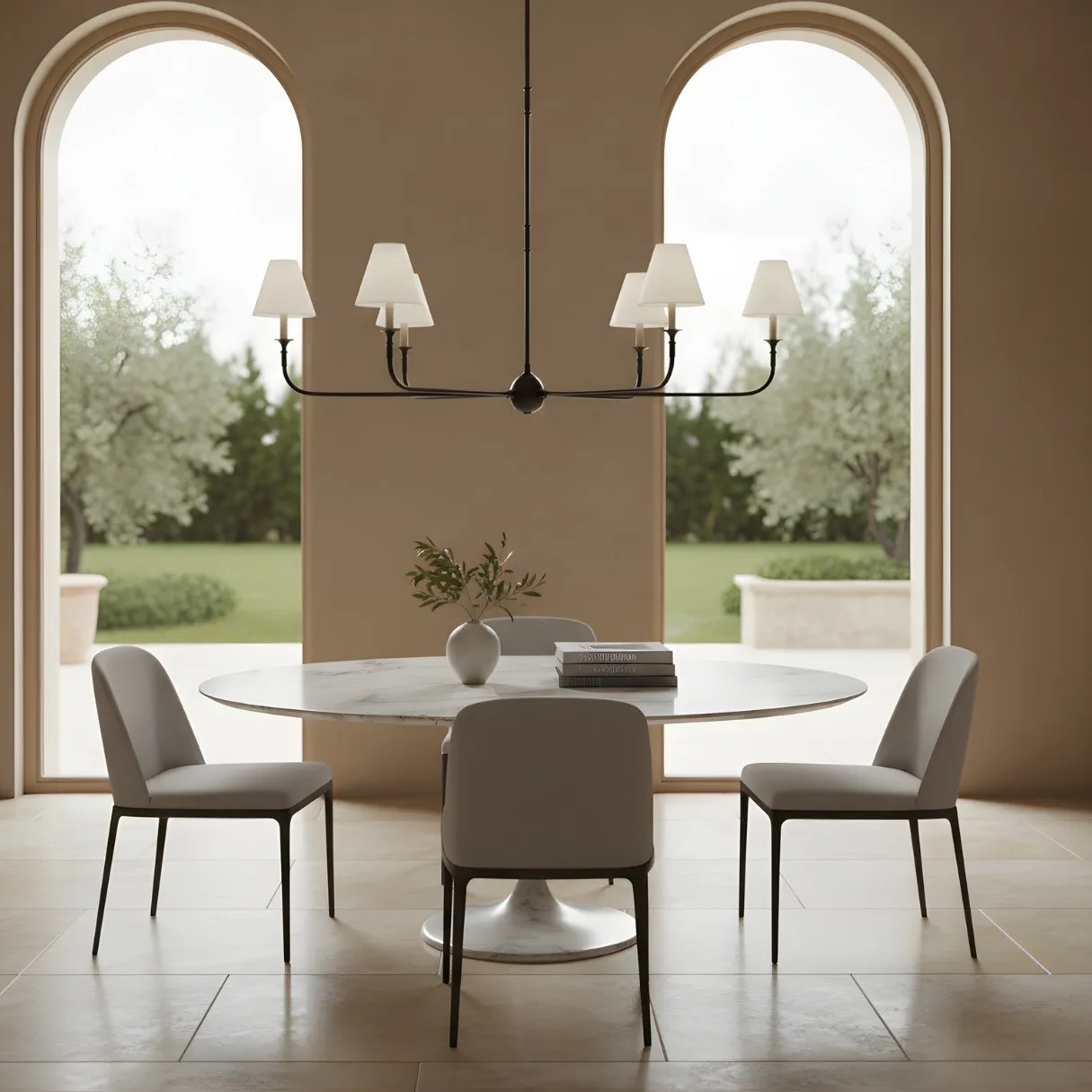 Modern Industrial Metal Chandelier – Luxury Linen Shade Design for Dining or Living Room KL1218