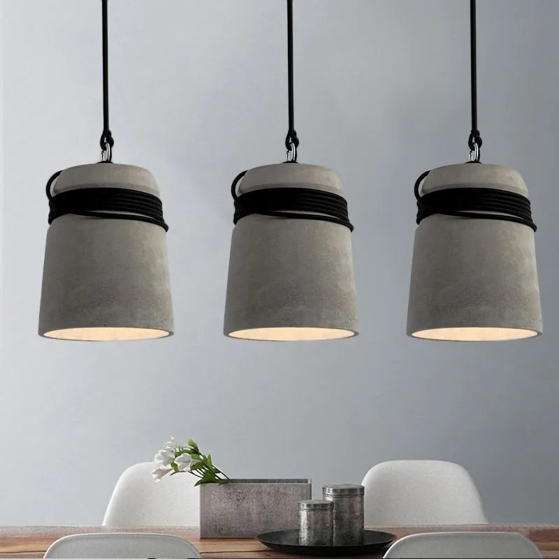 Nordic Cement Hemp Rope Pendant Lamp KL879