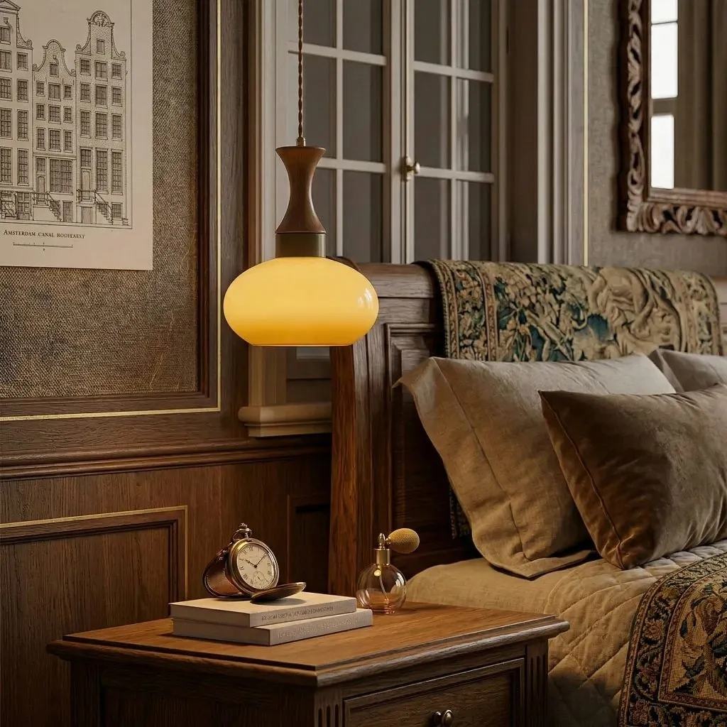 Velora Scandinavian Farmhouse Pendant Light with Glass Shade Modern Plug-In Design KL2315
