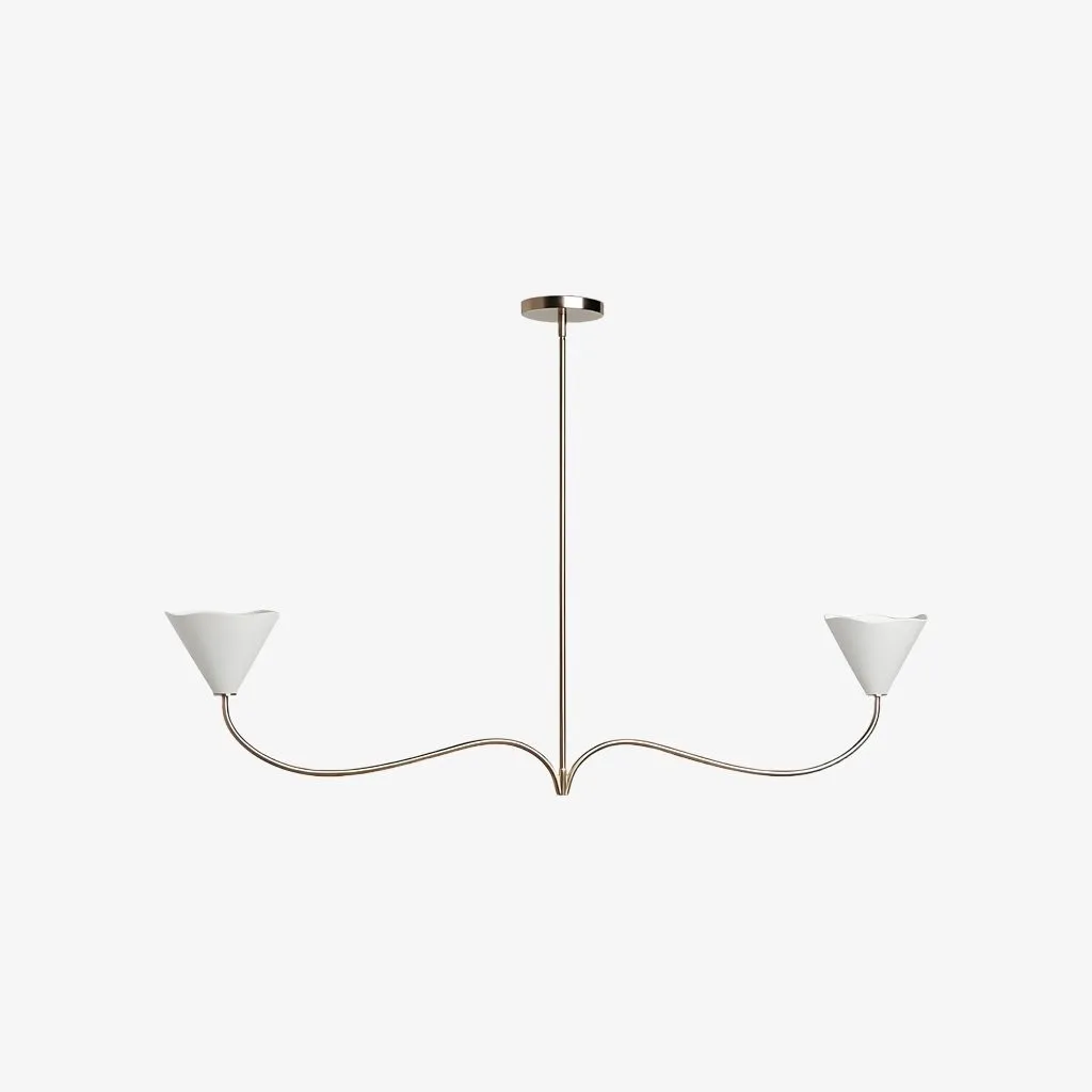 Kysara Linear Chandelier - Curved Lamp Arms and Fabric Shades are Suitable for Living Rooms KL1637