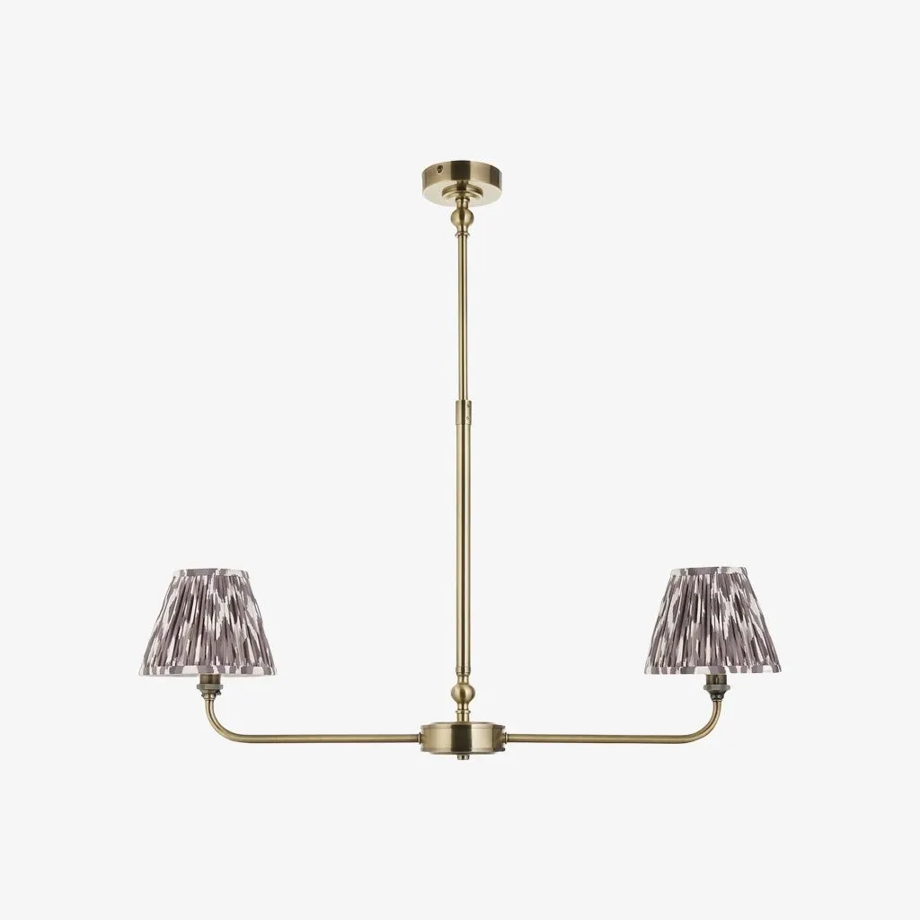 Zevatik Classic Ikat Patterned Fabric Chandelier - Metal Bracket Chandelier KL1873