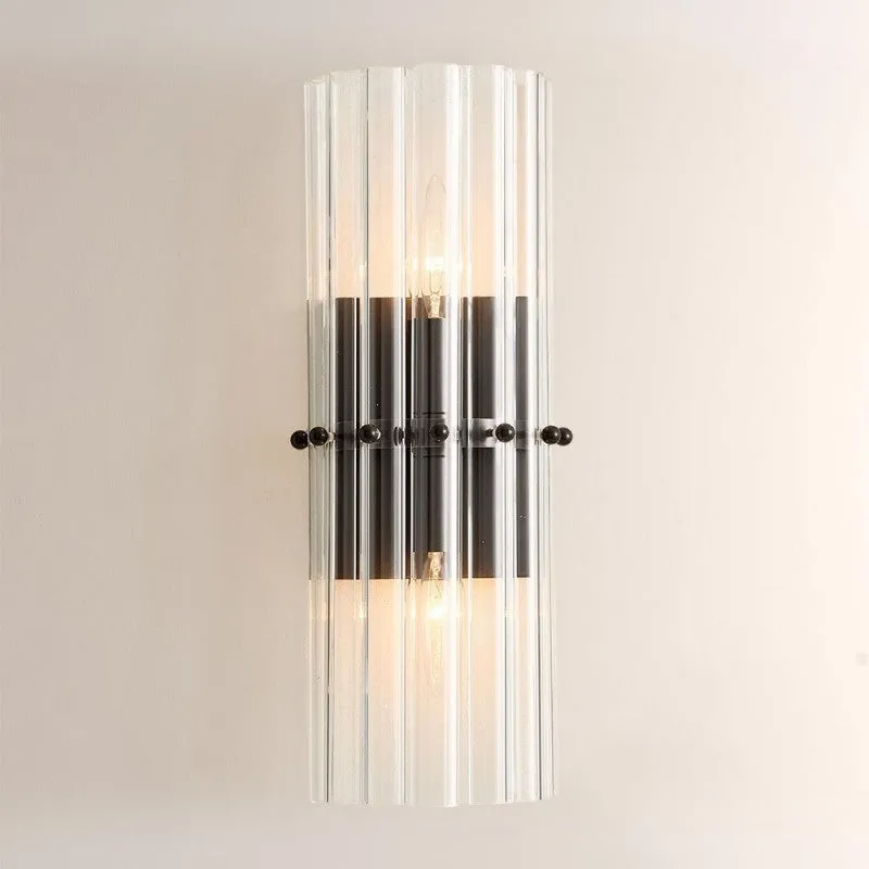 Elegant Gold Fluted Crystal Wall Sconce KL891