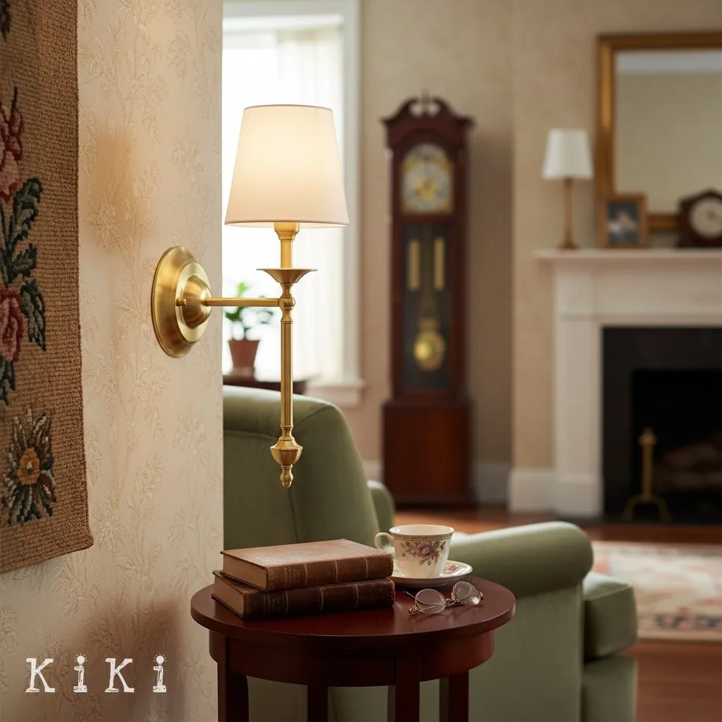 Arcuma Classic Copper and Fabric Wall Lamp for Sophisticated Living Spaces KL2053