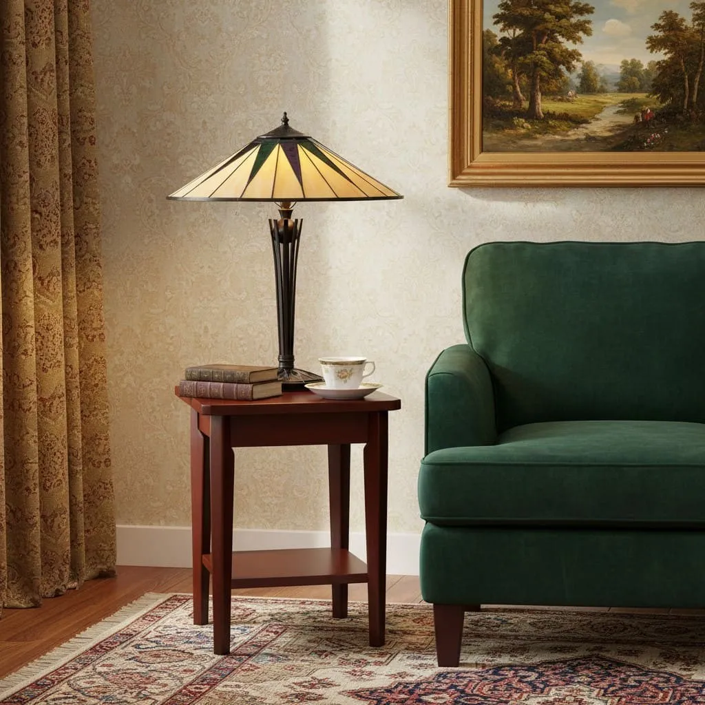 TF Dark Star Tiffany Style Geometric Shade Table Lamp for Bedroom and Accent Lighting KL1927