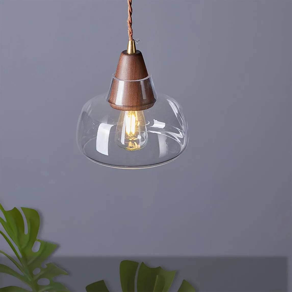 Walnut Glass Pendant Lamp KL751