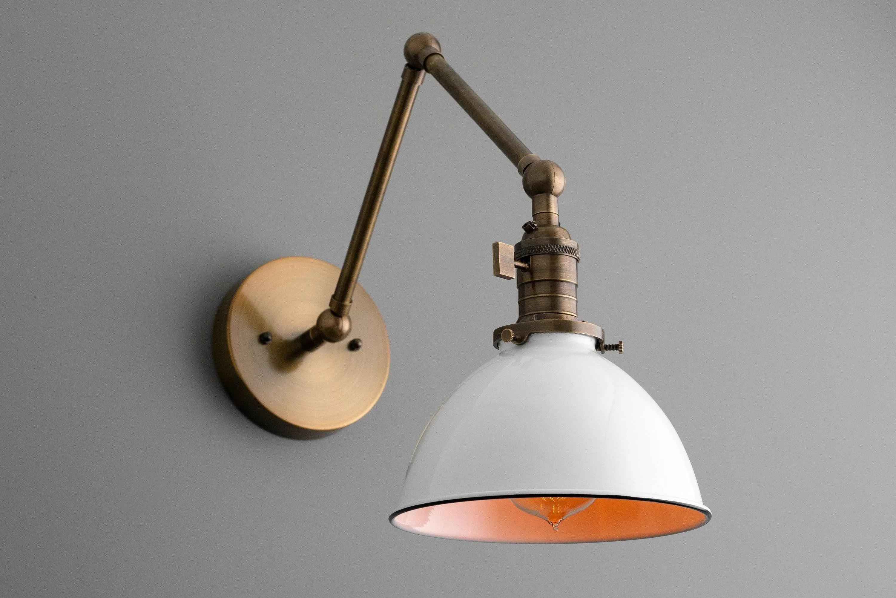 Conique Metal Vintage Industrial Swing Arm Wall Lamp - Adjustable Dome Shade for Study KL1440