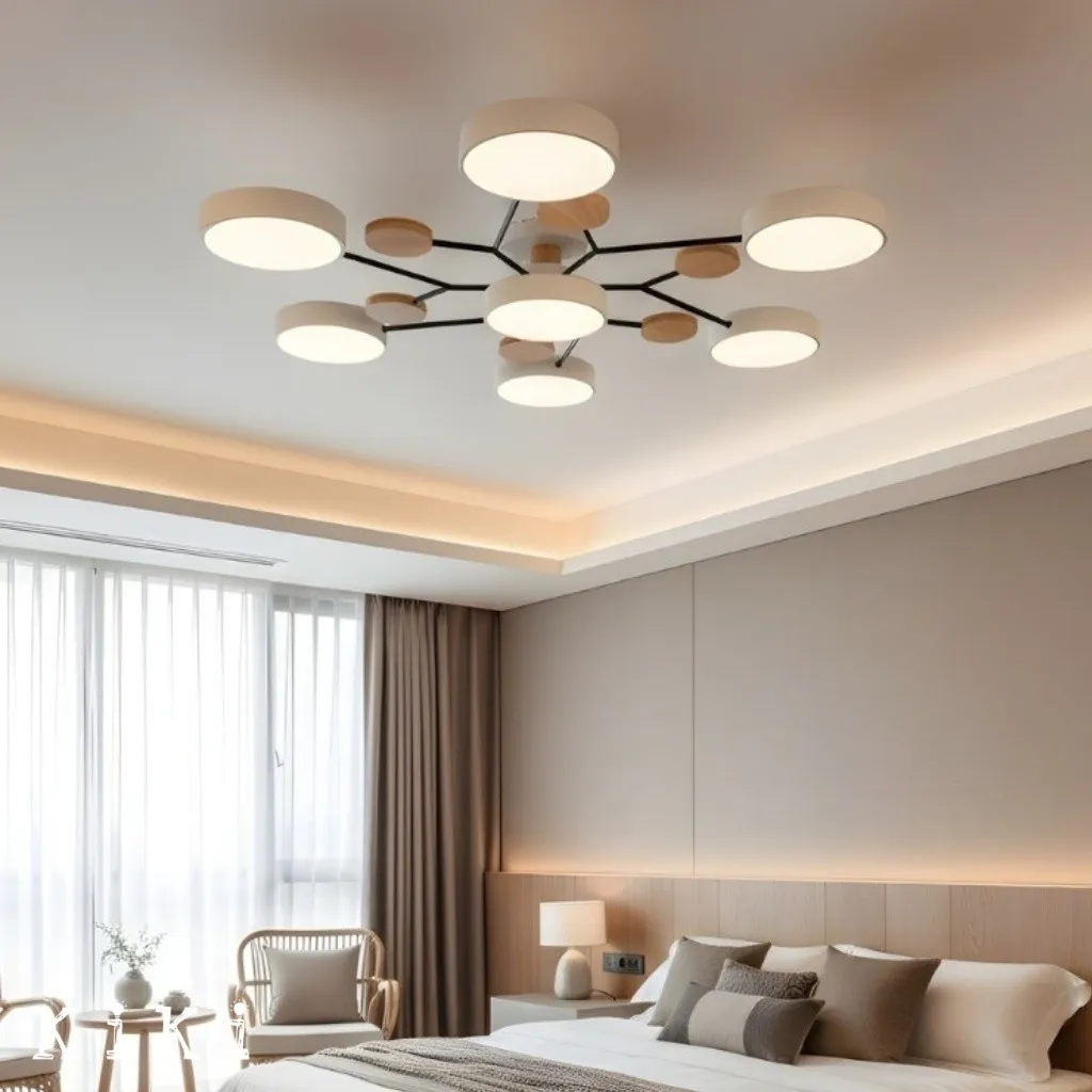 Nordic LED Branched Circle Wooden Ceiling Light KL39