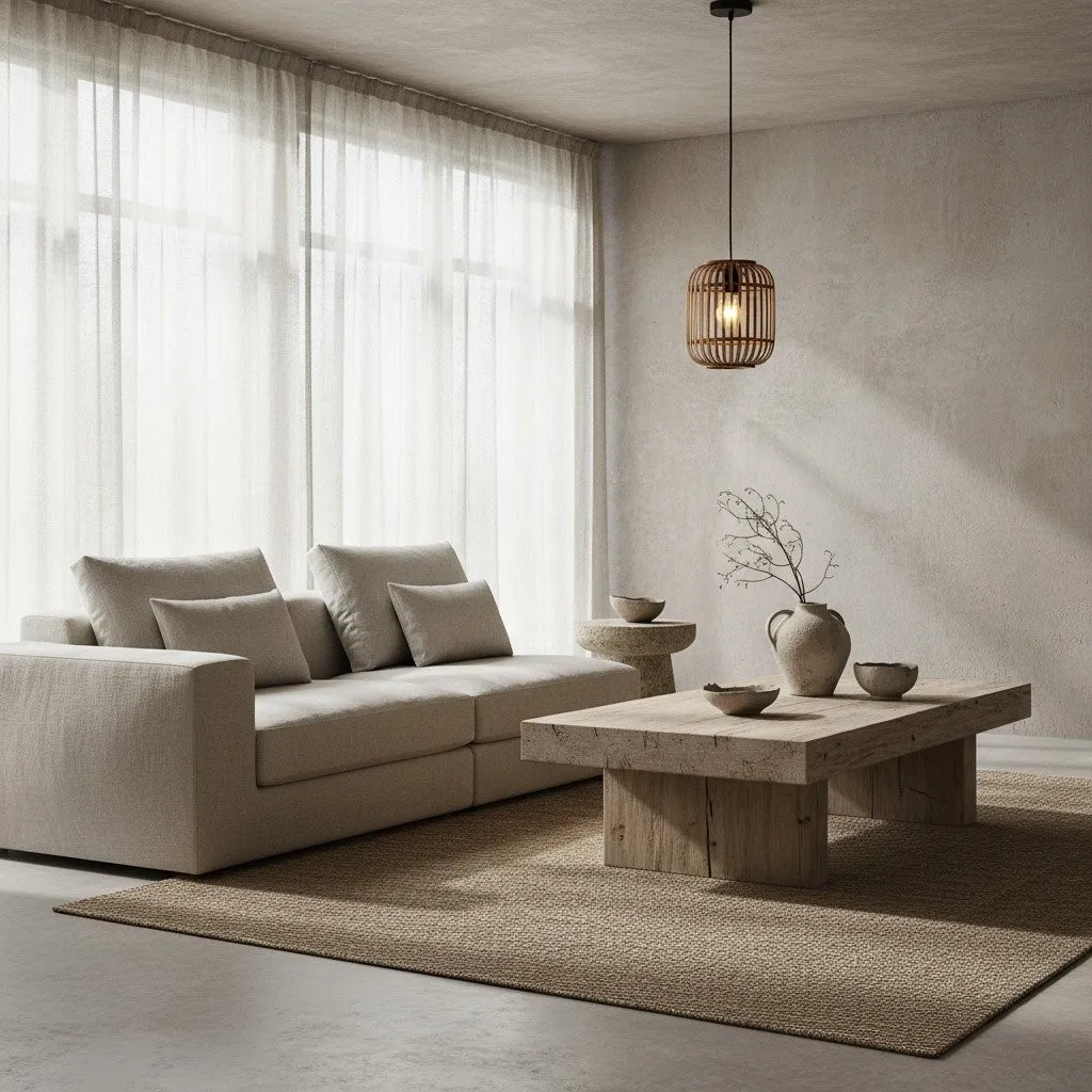 Yumeko Adjustable Bamboo Pendant Lamp - Natural Cage Pendant Light Perfect for Living & Dining Rooms KL1954