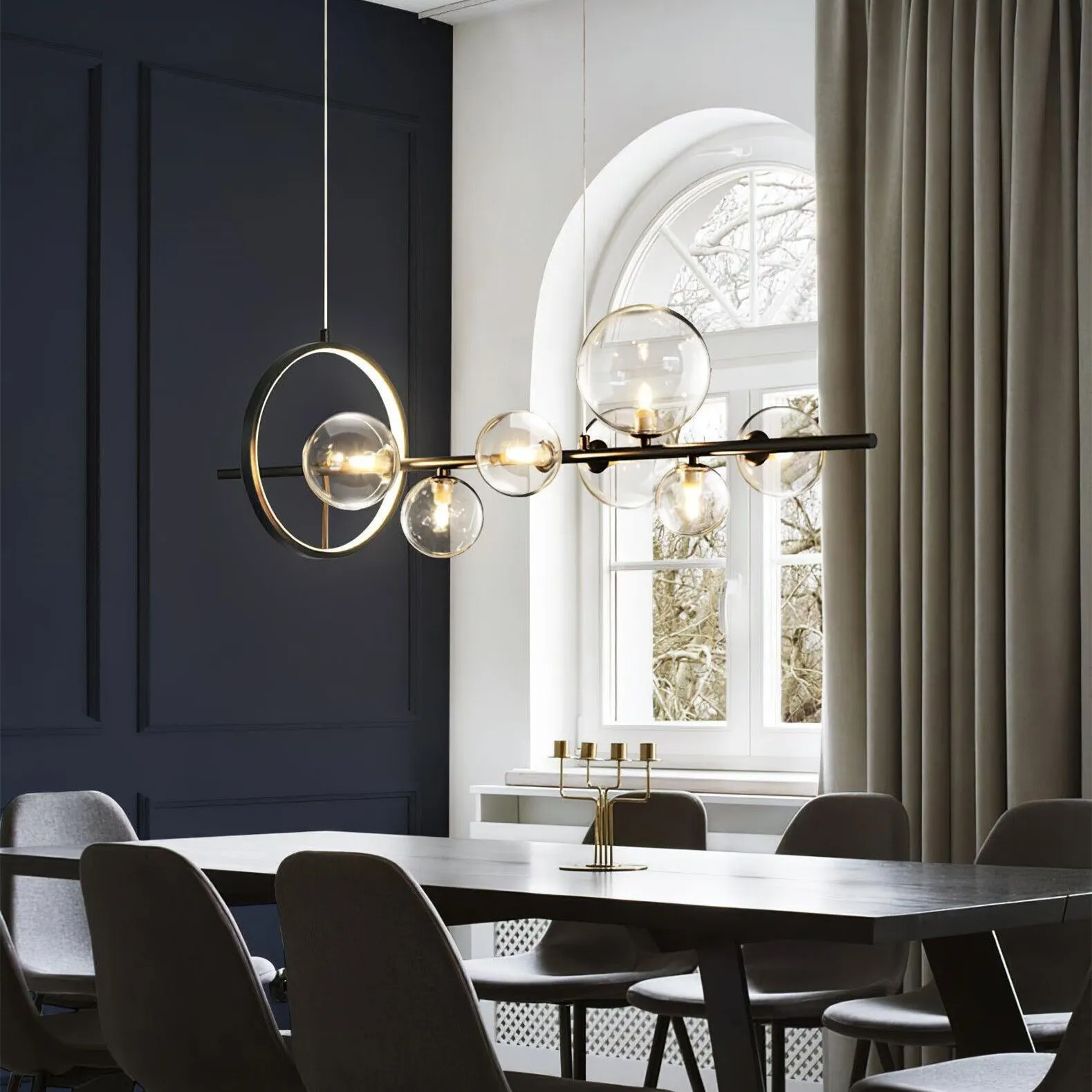 Linear Glass Globe Circle Island Pendant Lamp KL97