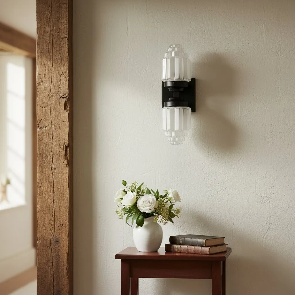 Tierlux Glass Art Deco Wall Sconce - Glass Frosted Globes with Skyscraper Globe KL1444