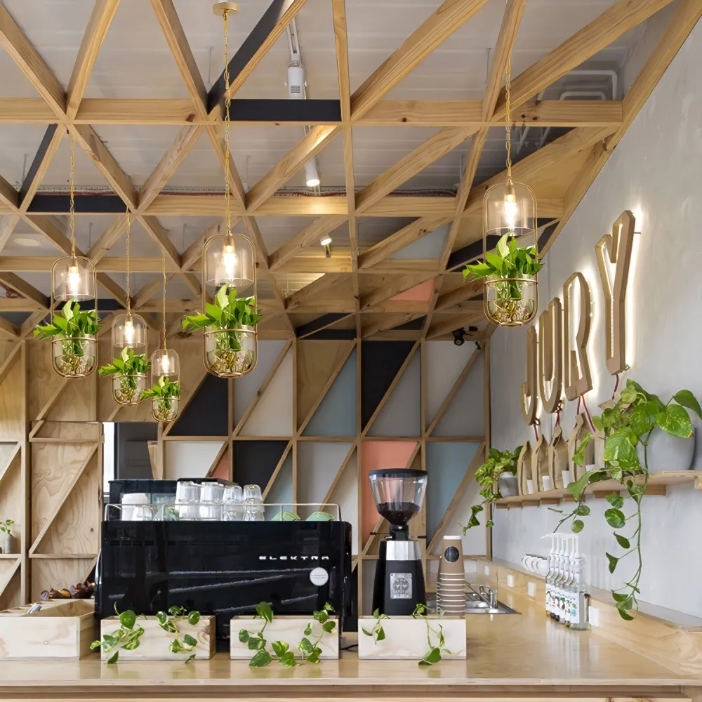 Water Plants Glass Pendant Light