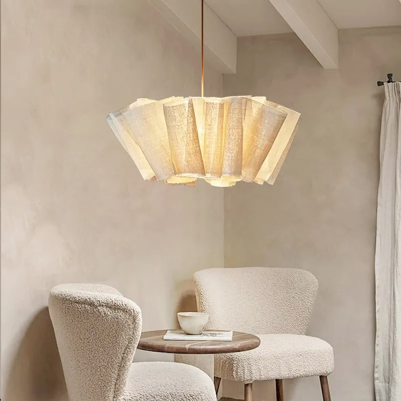 Pleated Linen Fabric Pendant Light – Nordic Layered Fabric Shade Lighting KL1212