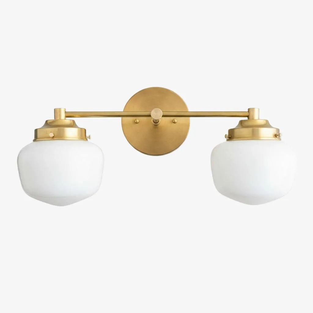 Opalume Glass Art Deco Vanity Light - Bathroom Wall Sconce with White Glass Shades KL1403
