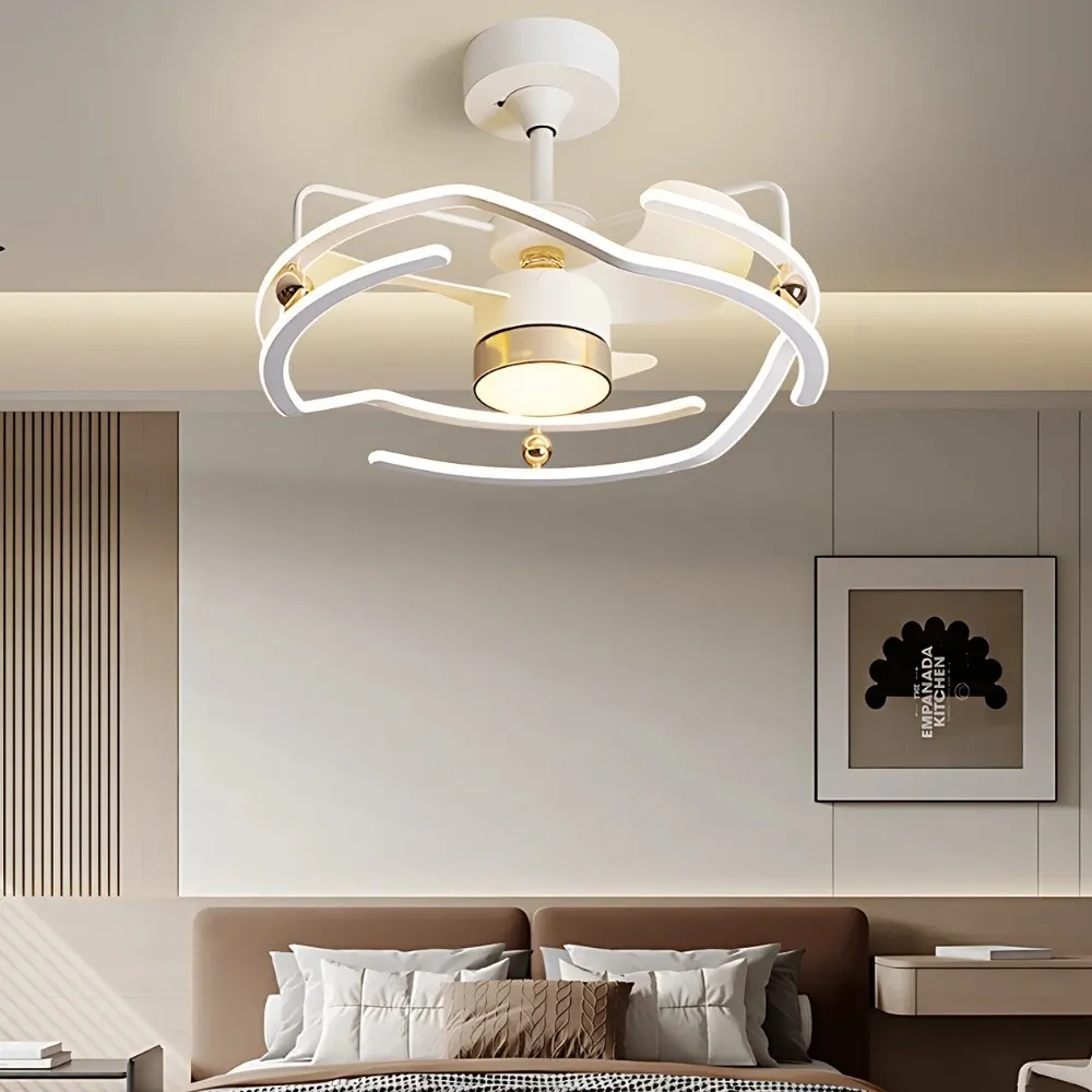 Modern White Kitchen Led Ceiling Fan Light KL936