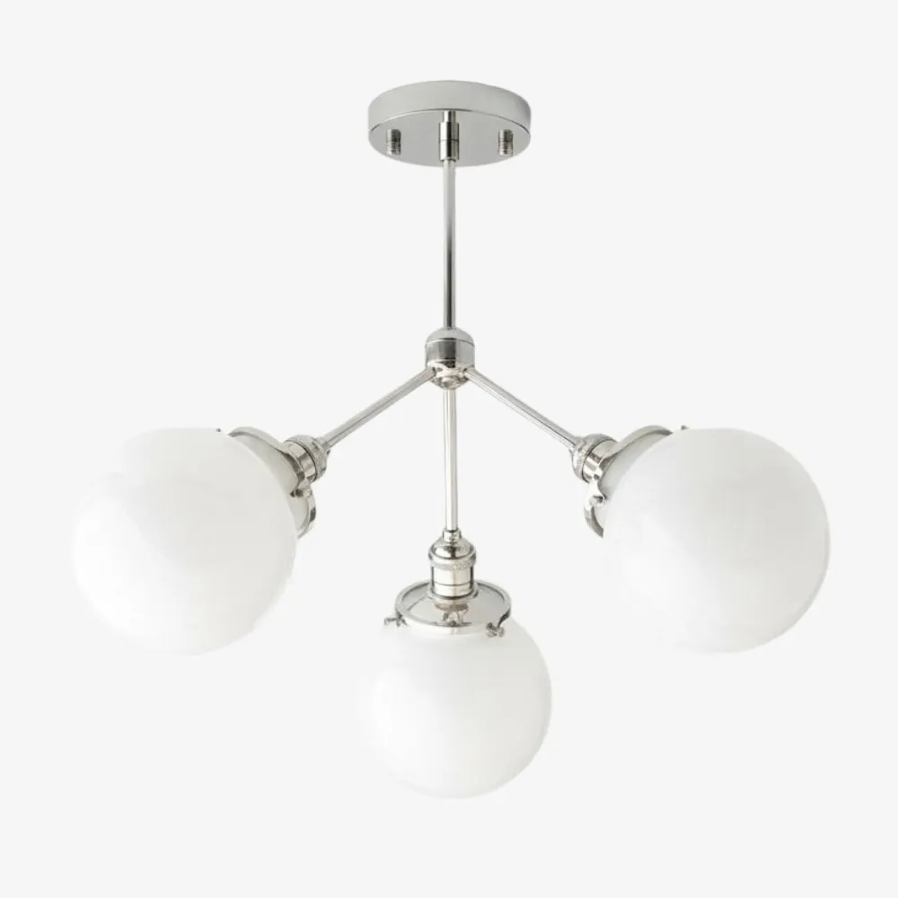 Glorica Glass Chandelier - Brass Globe Ceiling Light with Opal Shade KL1441