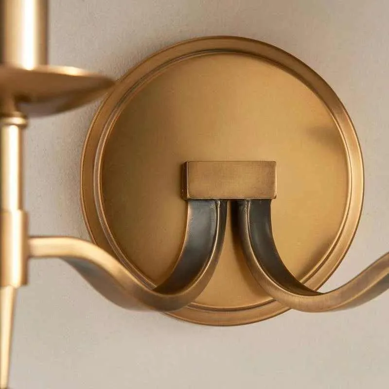 Tela Traditional Brass Wall Sconce - Classic Curved Arm Sconce for Hallway KL1787